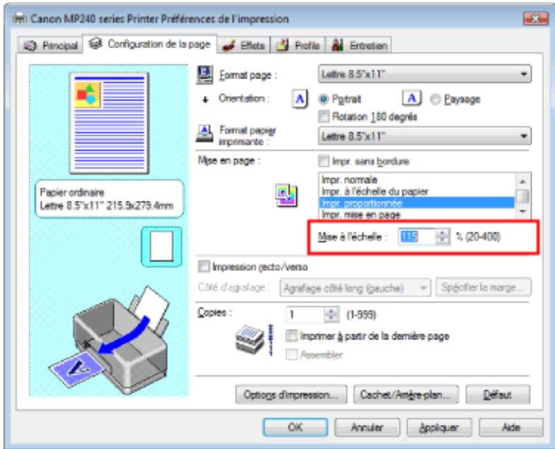 CANON PIXMA MP240 - Définissez une échelle - 1