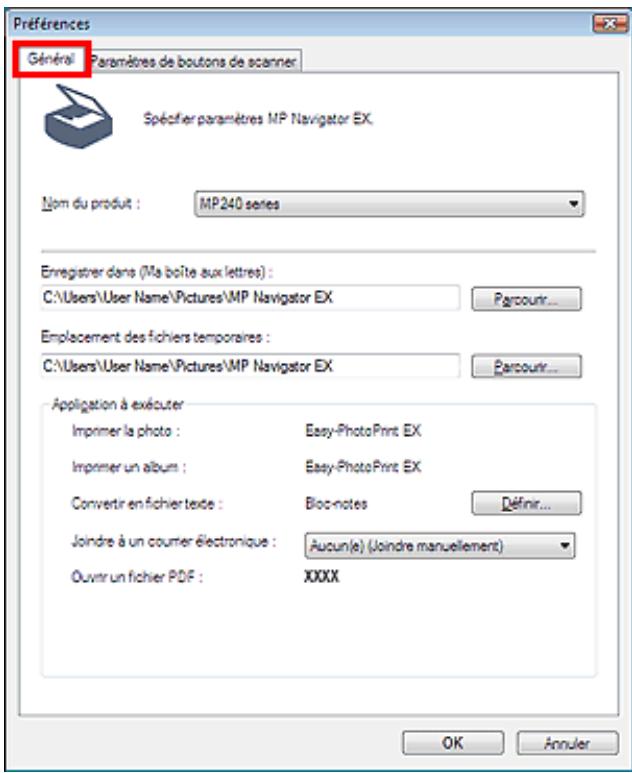 CANON PIXMA MP240 - Onglet général - 1