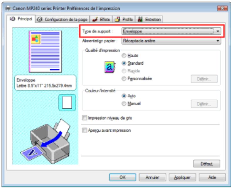 CANON PIXMA MP240 - Sélectionnez le type de support - 1