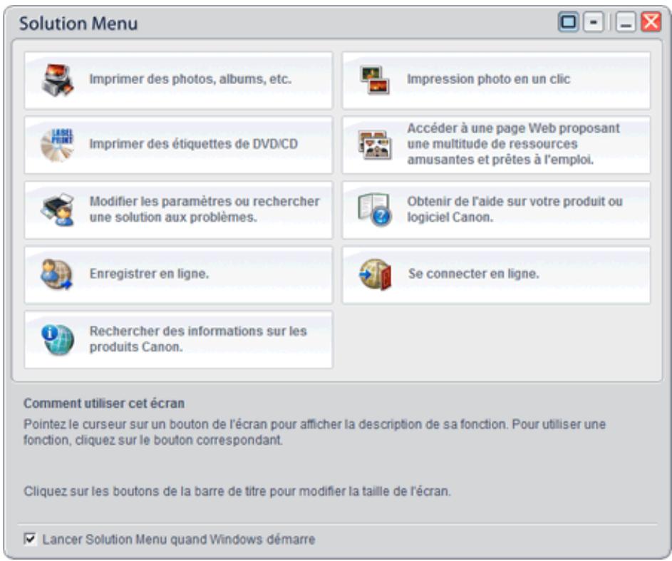 CANON PIXMA MP240 - Raccourci solution menu - 1