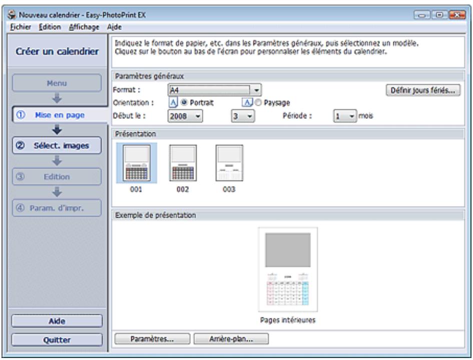 CANON PIXMA MP240 - Cliquez sur calendrier sous menu. - 1
