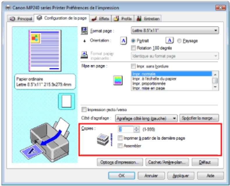CANON PIXMA MP240 - Définition du nombre de copies et de l'ordre d'impression - 5