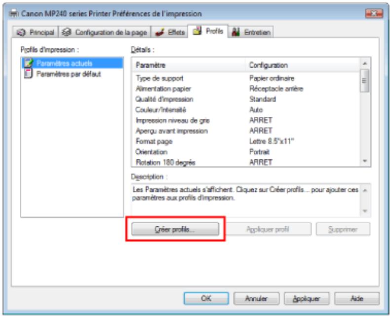 CANON PIXMA MP240 - Enregistrement d'un profil d'impression - 1