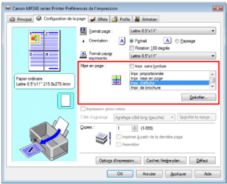 CANON PIXMA MP240 - Configuration de l'impression d'affiche - 1