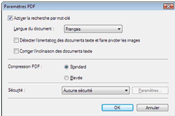 CANON PIXMA MP240 - Boîte de dialogue paramètres PDF - 1
