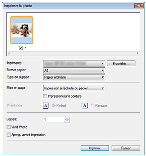 CANON PIXMA MP495 - Boîte de dialogue Imprimer la photo - 1