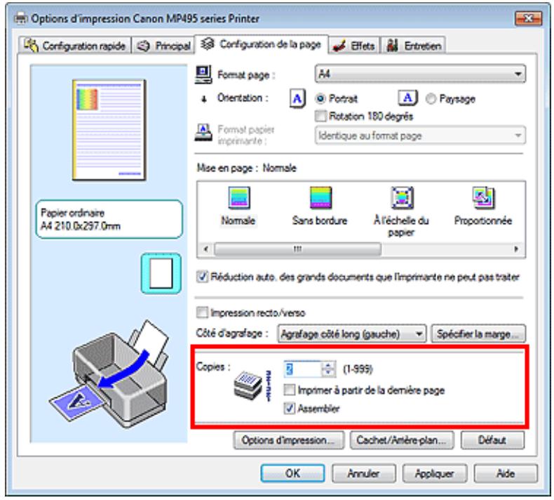 CANON PIXMA MP495 - Définition du nombre de copies et de l'ordre d'impression - 1