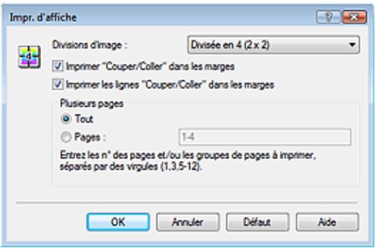 CANON PIXMA MP495 - Indiquez le nombre de divisions d'image et les pages à imprimer. - 1