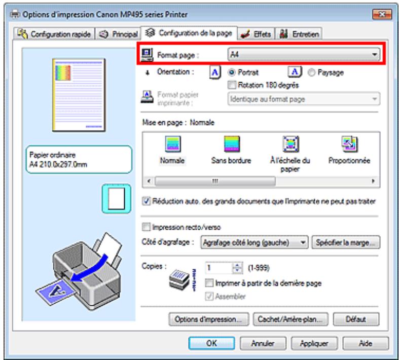 CANON PIXMA MP495 - Définition du format et de l'orientation de la page - 1