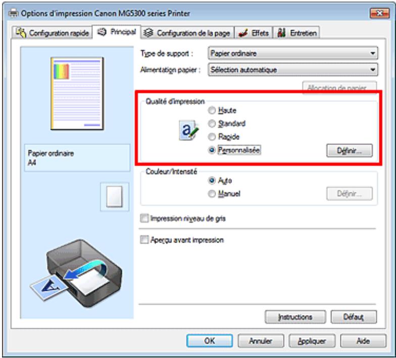CANON MG5350 - Définition du niveau de qualité d'impression (personnalisé) - 1