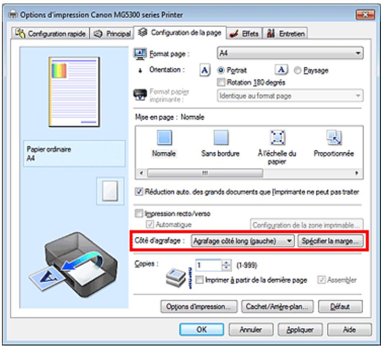 CANON MG5350 - Définition de la marge d'agrafage - 2