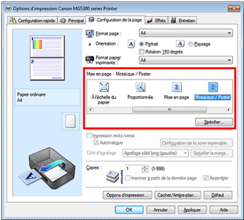 CANON MG5350 - Configuration de l'impression mosaic/poster - 1