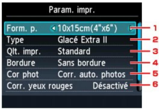 CANON MG5350 - Éléments de paramètre - 1