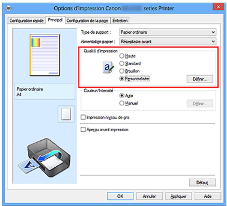 CANON MG5550 - Définition du niveau de Qualité d'impression (Personnalisée) - 1