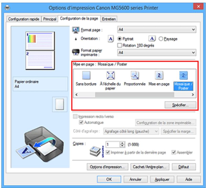 CANON PIXMA MG5650 - Configuration de l'impression Mosaïque/Poster - 1