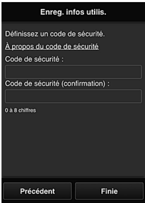 CANON PIXMA MG5650 - Entrez le Code de sécurité et Sélectionnez Finie - 1