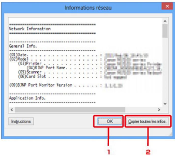 CANON PIXMA MG5650 - Écran Informations réseau - 1