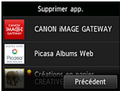 CANON PIXMA MG5650 - Dans la liste des applications, Sélectionnéz l'application à supprimer - 1