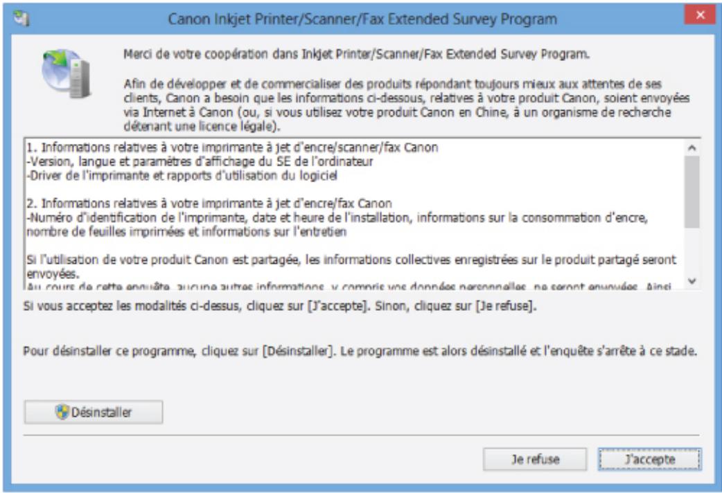 CANON PIXMA MG5650 - L'écran Inkjet Printer/Scanner/Fax Extended Survey Program s'affiche - 1