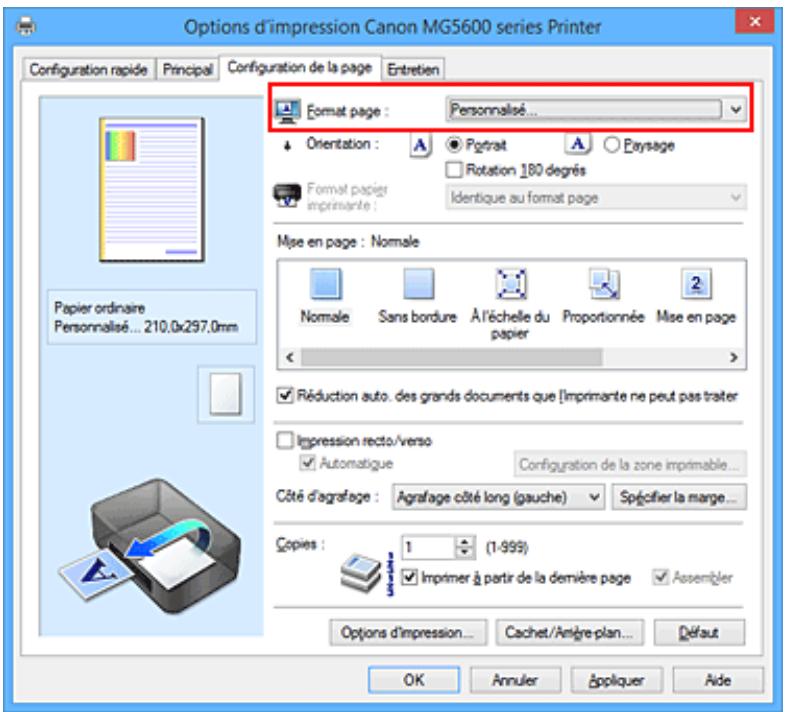 CANON PIXMA MG5650 - Définition du format de papier (format personnelisé) - 1