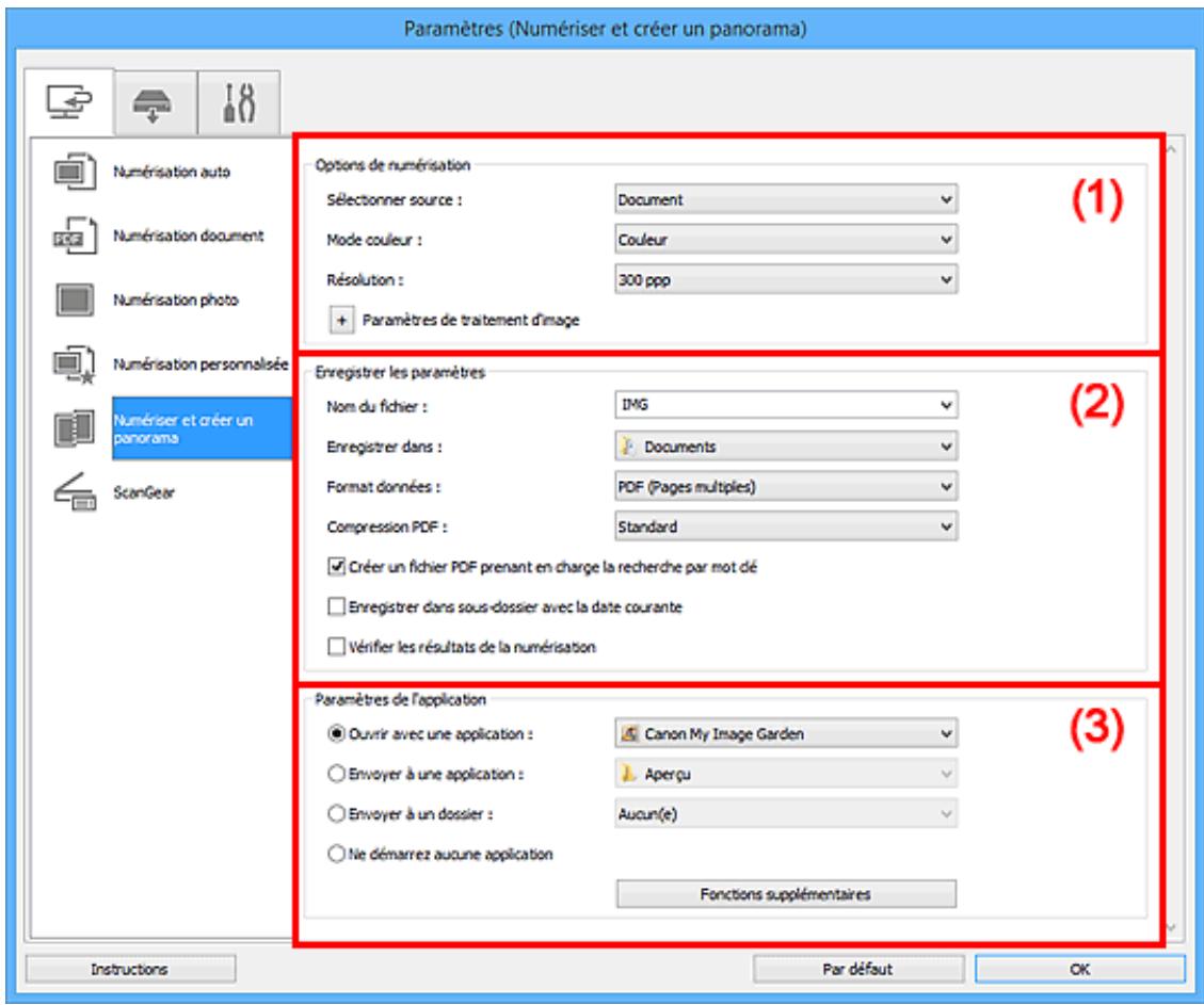 CANON PIXMA MG5650 - Boîte de dialogue Paramètres (Numériser et créé un panorama) - 1