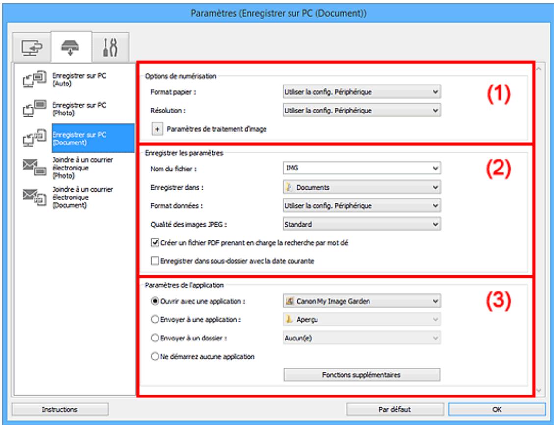 CANON PIXMA MG5650 - Boîte de dialogue Paramètres (Enregistrer sur PC (Document)) - 2