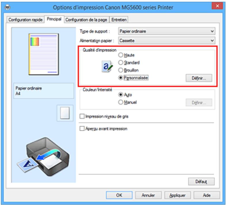 CANON PIXMA MG5650 - Définition du niveau de Qualité d'impression (Personnalisée) - 1