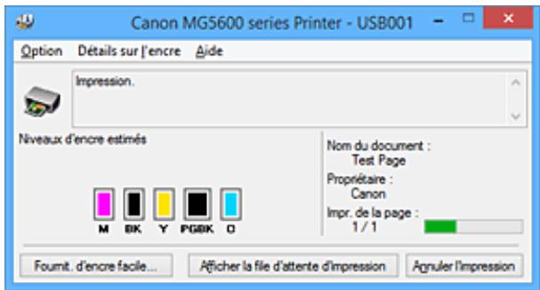 CANON PIXMA MG5650 - Description de l'écran d'etat d'imprimante Canon IJ - 1