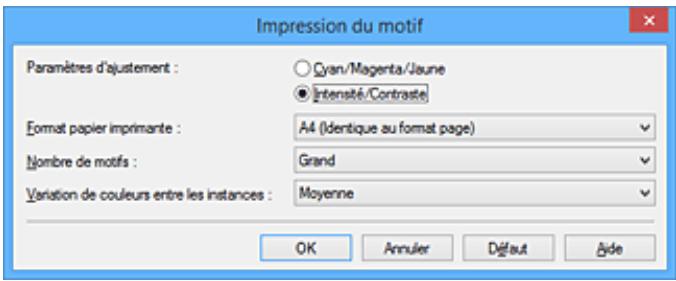 CANON PIXMA MG5650 - Configuration de l'impression du motif - 1