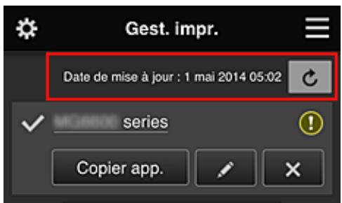 CANON PIXMA MG5650 - - Afficher la date/heure de mise à jour des informations relatives à l'imprimante* - 1