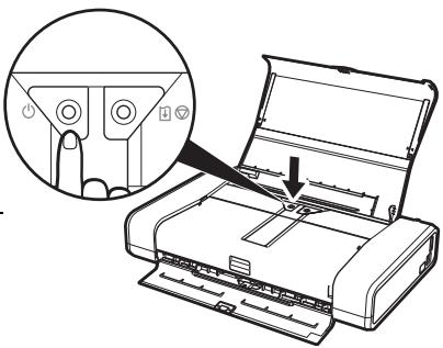 Diagram showing printer operation with a magnified view of the printer's internal structure and adjustment arrow