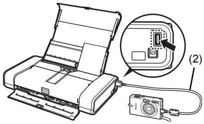 Technical diagram showing a printer with an inset close-up of its internal component, labeled (2)