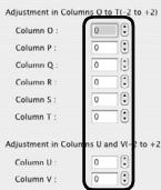 Adjustment in Columns Q to T(-2 to +2) Column D: 0 Column P: 0 Column Q: 0 Column R: 0 Column S: 0 Column T: 0 Adjustment in Columns U and V(-2 to +2) Column U: 0 Column V: 0