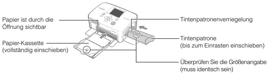 CANON SELPHY CP760 - Setzen Sie die Tintenpatrone und die Papier-Kassette ein. - 1