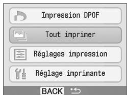 CANON SELPHY CP760 - Appuyez sur ○ (MENU) et sélectionnez [Tout imprimer] à l'aide de ▲ ou ▼. - 1