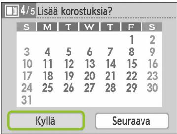 CANON SELPHY CP790 - Määrität vuosi, kuukausi, viikon ensimmäinen paivä ja korostettavat lomapäivät. - 2
