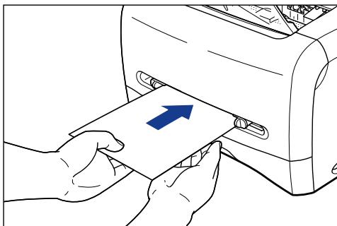 CANON LASER SHOT LBP3200 - Halten Sie das Papier mit beiden Händen wie in der Abbildung gezeigt und legen Sie es mit der Druckseite nach oben ein, bis es an der Rückseite anstöhrt. - 1