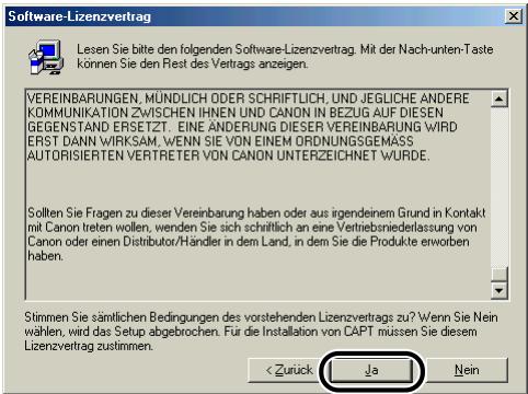 CANON LASER SHOT LBP3200 - Bestätigten Sie den Inhalt dieser Lizenzvertrag und klichen Sie dann auf [Ja]. - 1