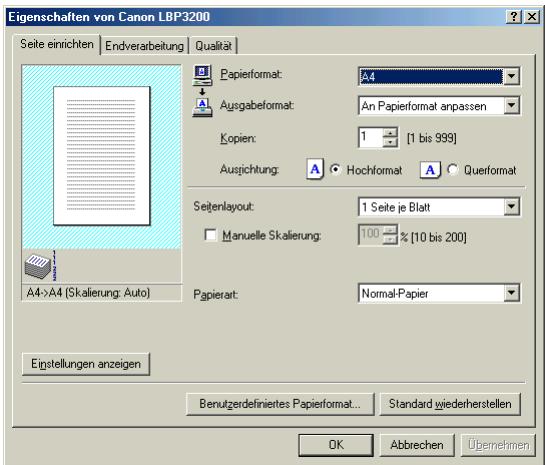 CANON LASER SHOT LBP3200 - Bestätigen Sie den Druckernamen, und klichen Sie dann auf [Eigenschaften]. - 2