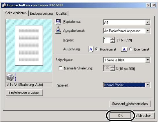 CANON LASER SHOT LBP3200 - Klichen Sie auf [OK], um das Dialogfeld [Eigenschaften] zusammen. - 1