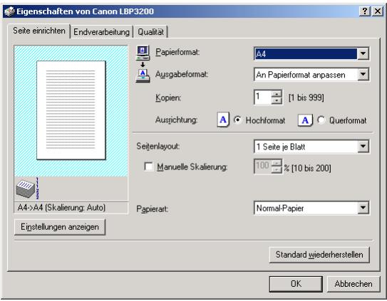 CANON LASER SHOT LBP3200 - Bestätigen Sie den Druckernamen, und klichen Sie dann auf [Eigenschaften]. - 2