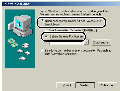 CANON LASER SHOT LBP3200 - Wahlen Sie [Position des Treibers angegeben (Erweitert)], und klichen Sie dann auf [Weiter]. - 2