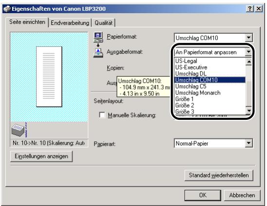CANON LASER SHOT LBP3200 - Wahlen Sie unter [Ausgabeformat] das gewünschte Format des eingelegten Papiers. - 1