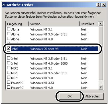 CANON LASER SHOT LBP3200 - Wahlen Sie für Windows 2000 die Option [Windows 95 oder 98], für Windows XP die Option [Windows 95, 98 und Me] aus, und klichen Sie dann auf [OK]. - 1