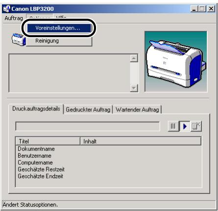 CANON LASER SHOT LBP3200 - Wahlen Sie [Voreinstellungen] aus dem [Optionen]-Menu. - 1