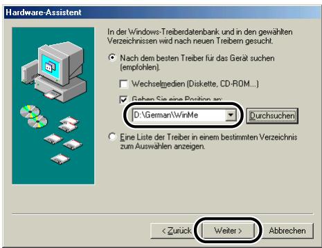 CANON LASER SHOT LBP3200 - Stellen Sie sicher, dass der richtige Ordner in [Geben Sie eine Position an] angezeigt wird, und klichen Sie dann auf [Weiter]. - 1