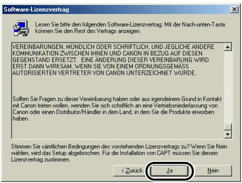 CANON LASER SHOT LBP3200 - Bestätigten Sie den Inhalt dieser Lizenzvertrag und klichen Sie dann auf [Ja]. - 1