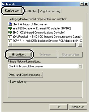 CANON LASER SHOT LBP3200 - Zeigen Sie das Registerblatt [Konfiguration] an, und klichen Sie dann auf [Hinzufügen]. - 1