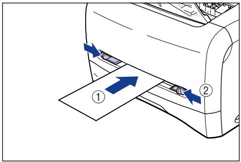 CANON LASER SHOT LBP3200 - Legen Sie ungebähr 2 cm des Umschlags in den manuellen Einzugschacht ① ein, und passen Sie dann die Papierführungen an die Breite des Umschlags ② an. - 1