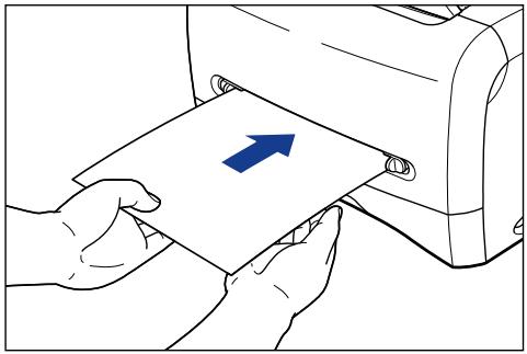 CANON LASER SHOT LBP3200 - Halten Sie das Papier mit beiden Händen wie in der Abbildung gezeigt und legen Sie es langsam mit der Druckseite nach oben ein, bis es an der Rückseite anstöhrt. - 1